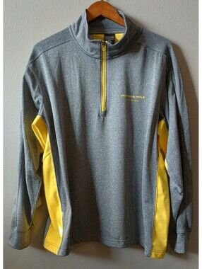 Outfitter Trading Co Pull Over Jackson Hole Wyoming Womens XL Gray Yellow